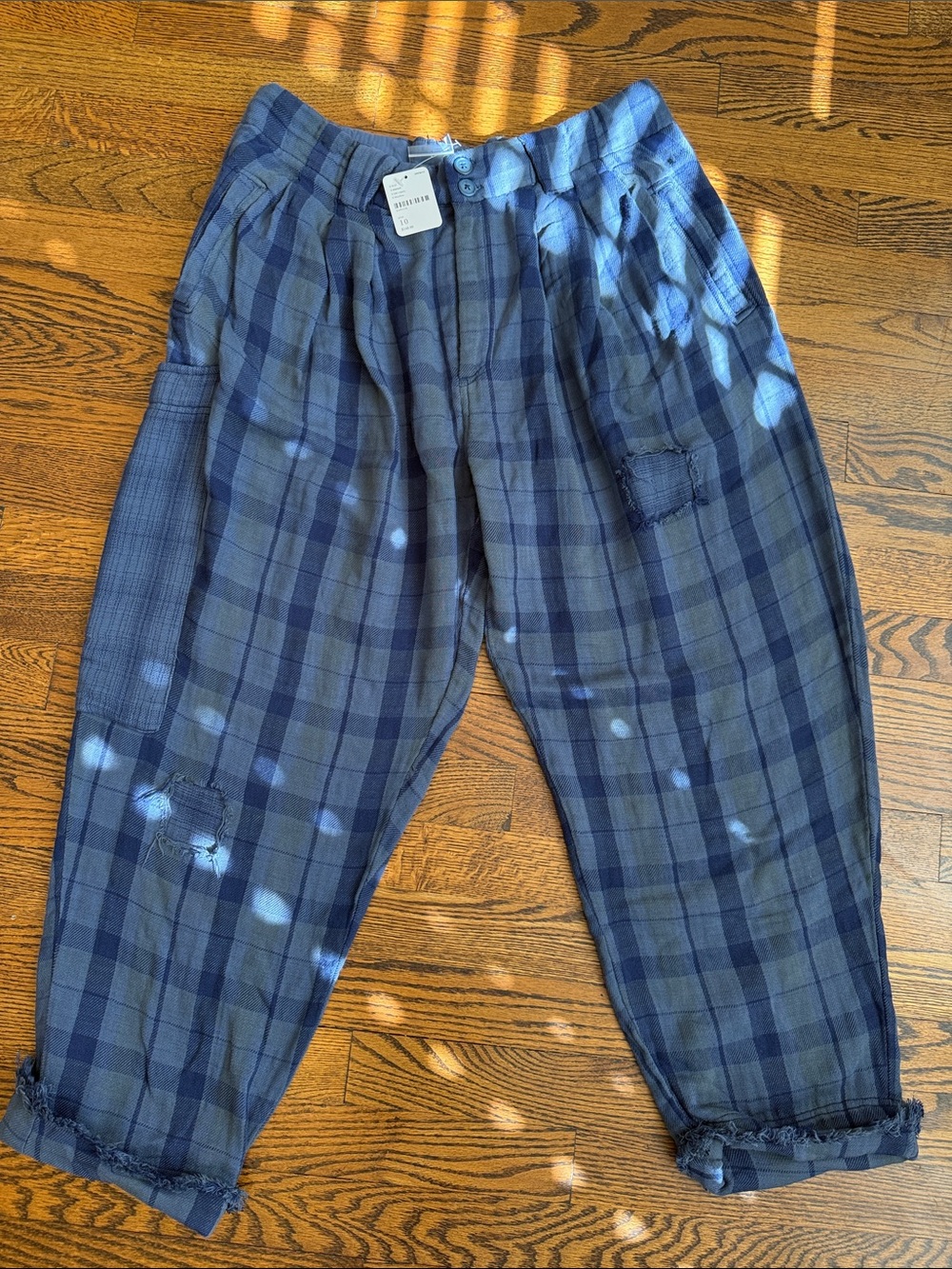 Free People Blue Plaid Relaxed Pajama Pants